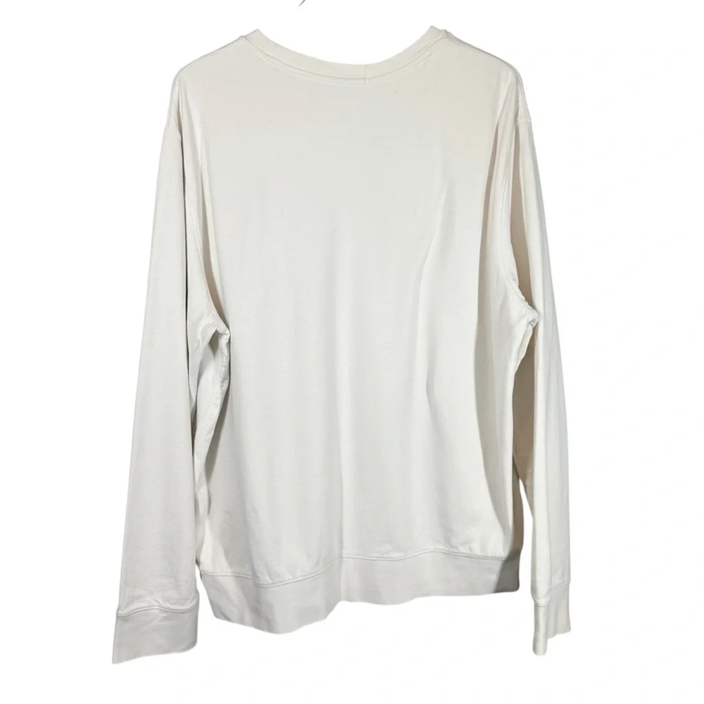 POLO RALPH LAUREN Men's XL Soft Ivory Brushed Cotton Crewneck Long Sleeve Shirt